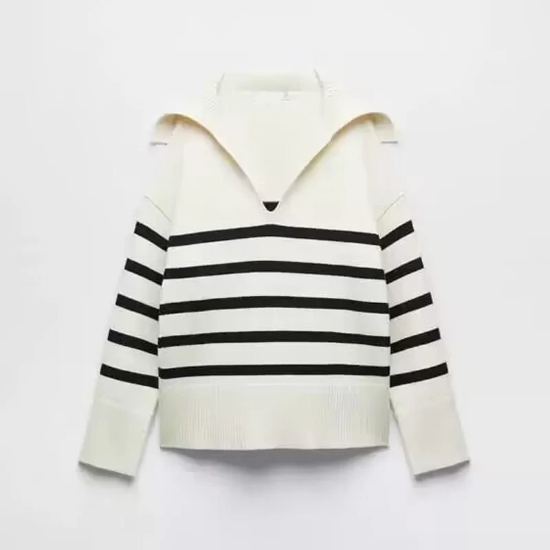 

Autumn New Women's Long Sve Ne Striped Knitwear Sweet Sle Straight Tube pe Chinese Production Regular Thin