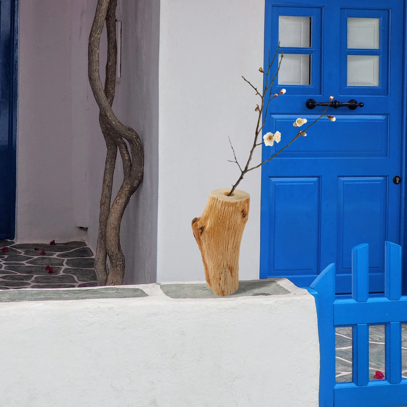 

Wooden Flower Vase Natural Dried Flower Holder For Home Decor Desktop Table Centerpiece Vintage Style Small Wood Floral