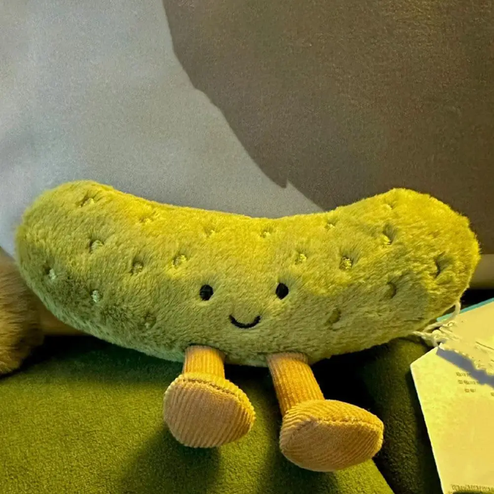 Giocattoli di peluche creativi a forma di cetriolo sott'aceto, bambola di cetriolo simulato super carino divano cuscino da comodino per la casa ornamenti da gioco alla moda