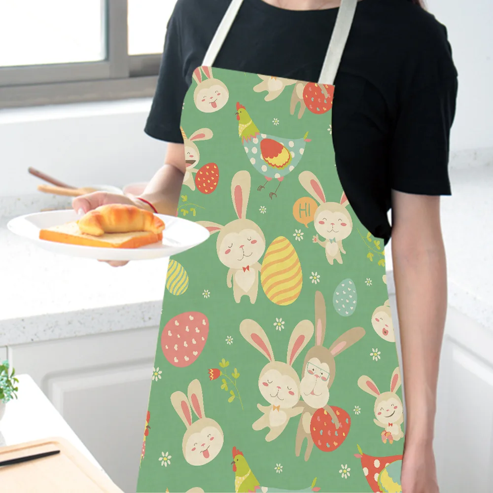 Easter bunny print customizable apron goods for home kitchen aprons for women Woman kitchen apron Apron for hairdresser Apron