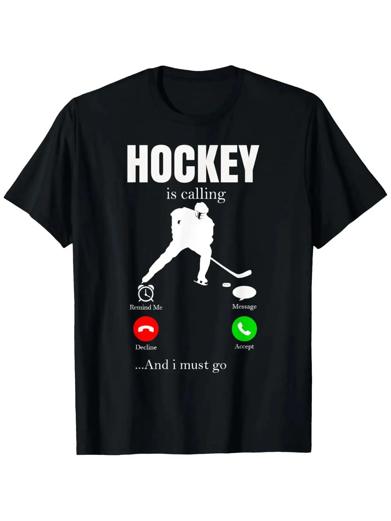 

Hockey Is Calling Graphic Tee Men's Cotton Casual Short Sleeve T-Shirt Player Design Game Day