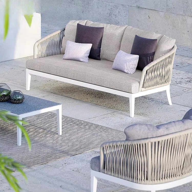 Outdoor Nordic Design Aluminum Alloy Sofa and Chair Set with Rain-proof Sun-proof Features for Garden Courtyard Terrace