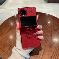 Red Bling Glitter Star Case For Vivo X Flip Luxury Electroplated Frame Shockproof Protection PC Hard Back Cover For Vivo XFlip