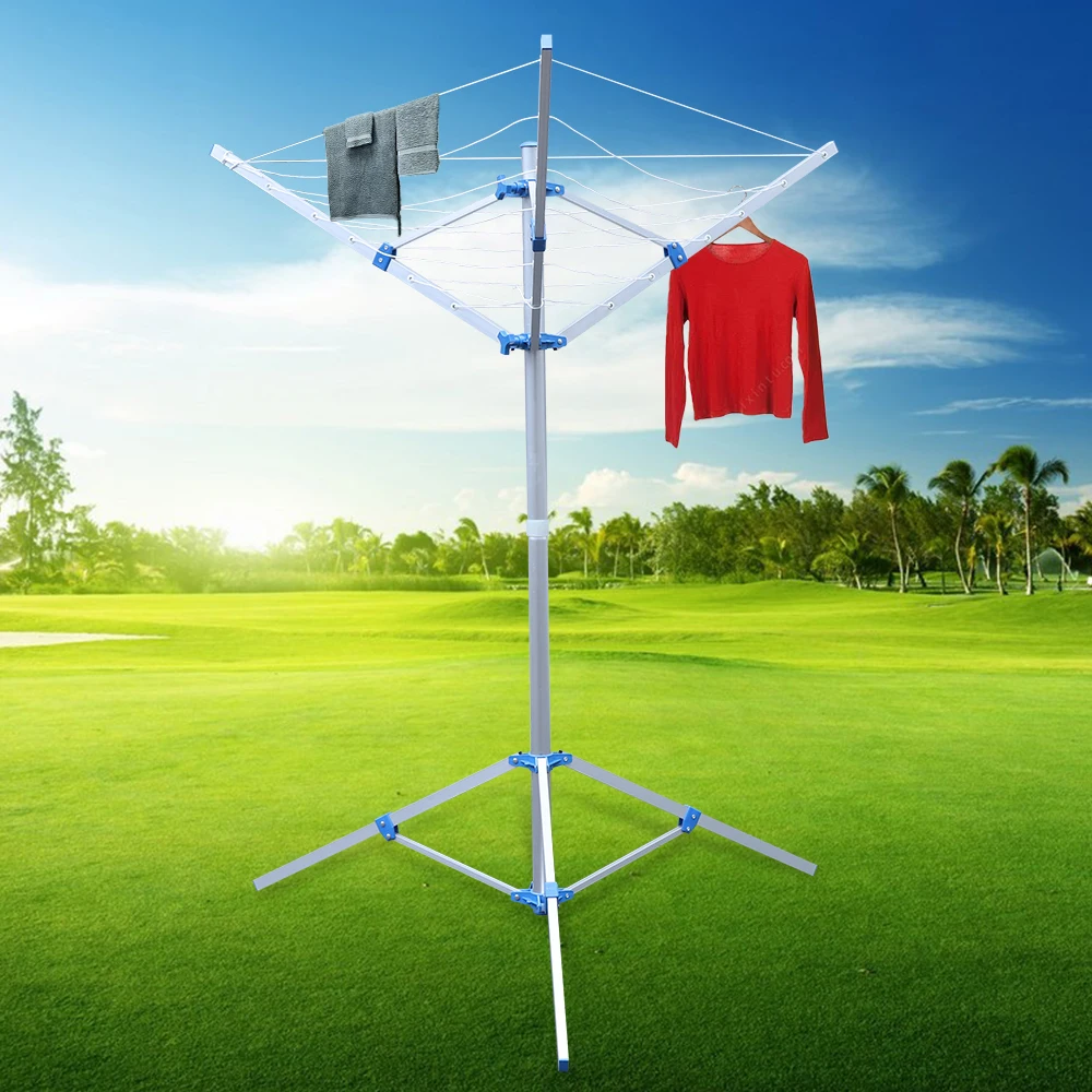 

Portable Home Outdoor Aluminium Alloy Floor Type Clothes Hanger Rust-Resistant Clothes Line Rotary Outdoor Laundry Drying Rack