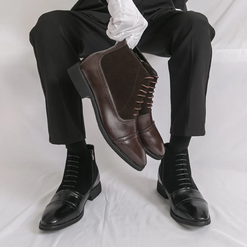

Повседневные высокие кожаные туфли Классические джентльменские британские стильные вечерние и офисные ботинки 38-46 осенне-зимние ботинки платье Качество