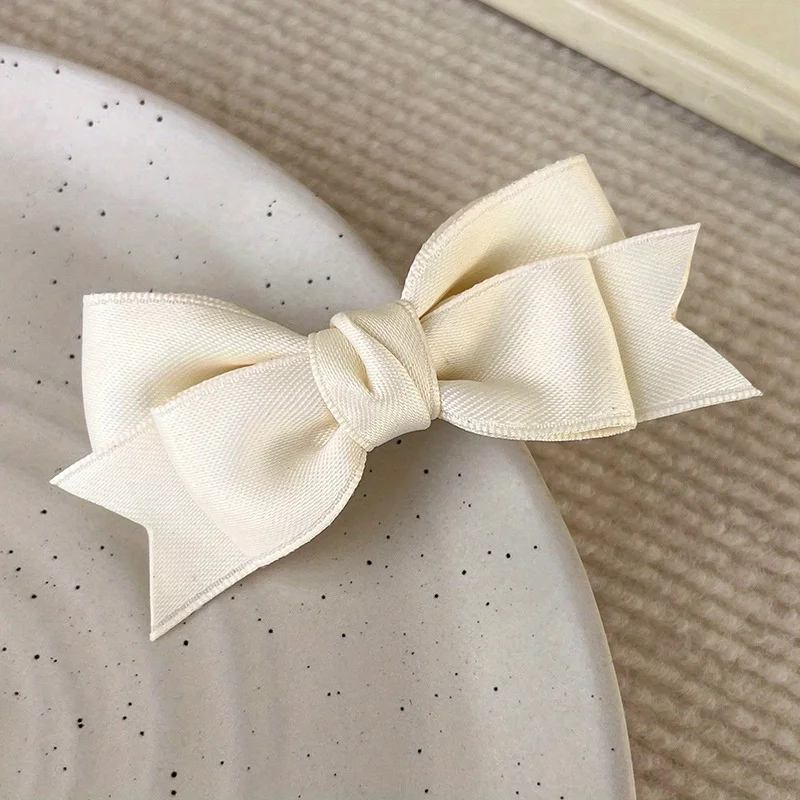 Simple Satin Bow Hairpin, Sweet and Cute Duckbill Clip, Bangs Hairpin, Ladies Dress Up Hair Accessories