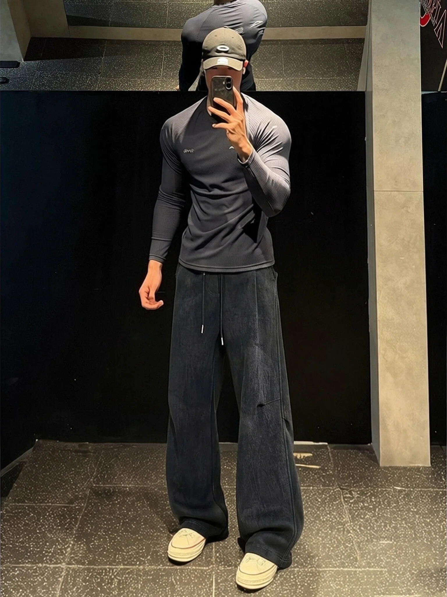 

Men's Straight Leg Fitn Pants American Dyed ey Bla Casual Trousers Autumn Winter Sports Bend Knife Sweats Cleanfit