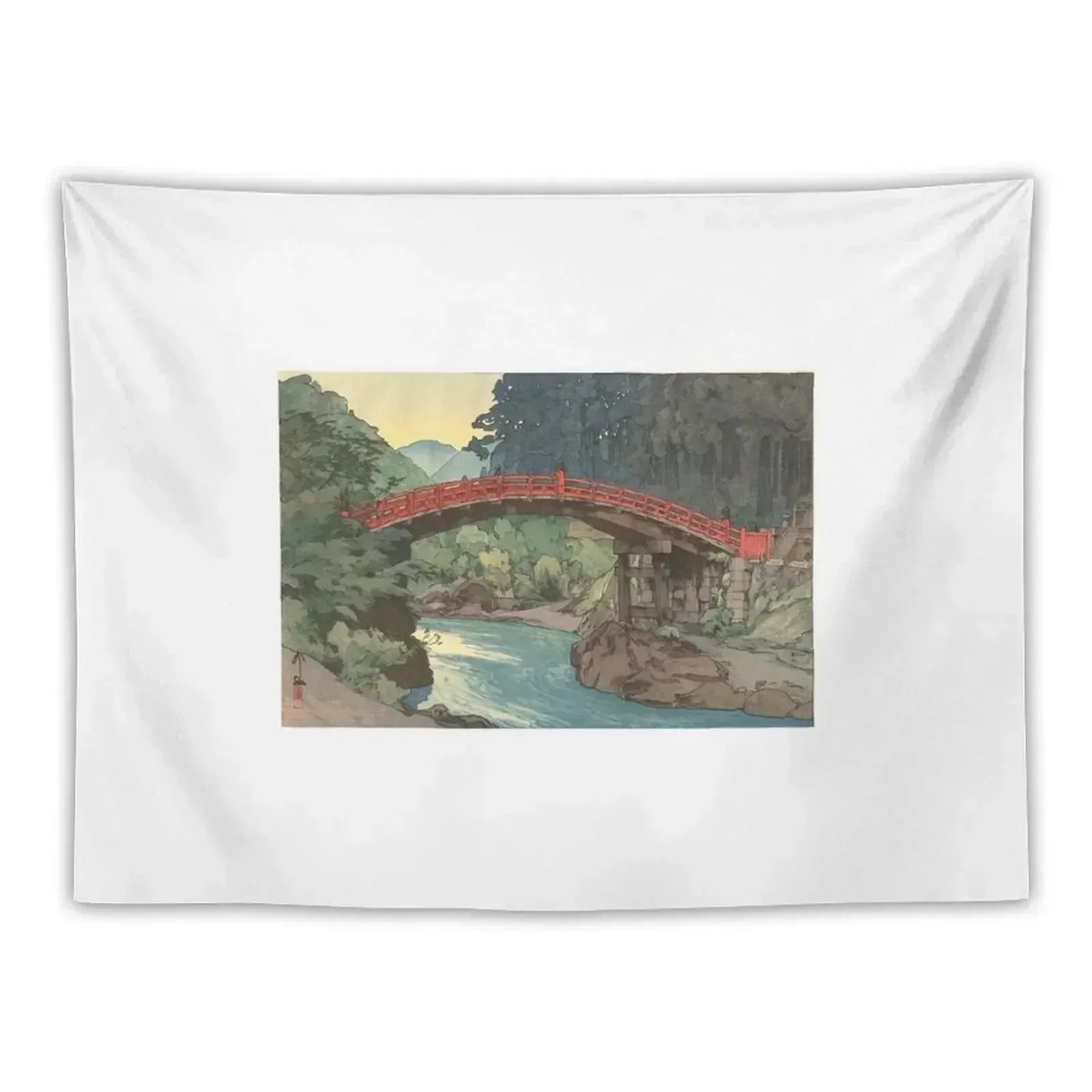 Sacred Bridge in Nikko Hiroshi Yoshida Hanga Art Tapestry Wallpaper Bedroom House Decoration Bedrooms Decor Tapestry