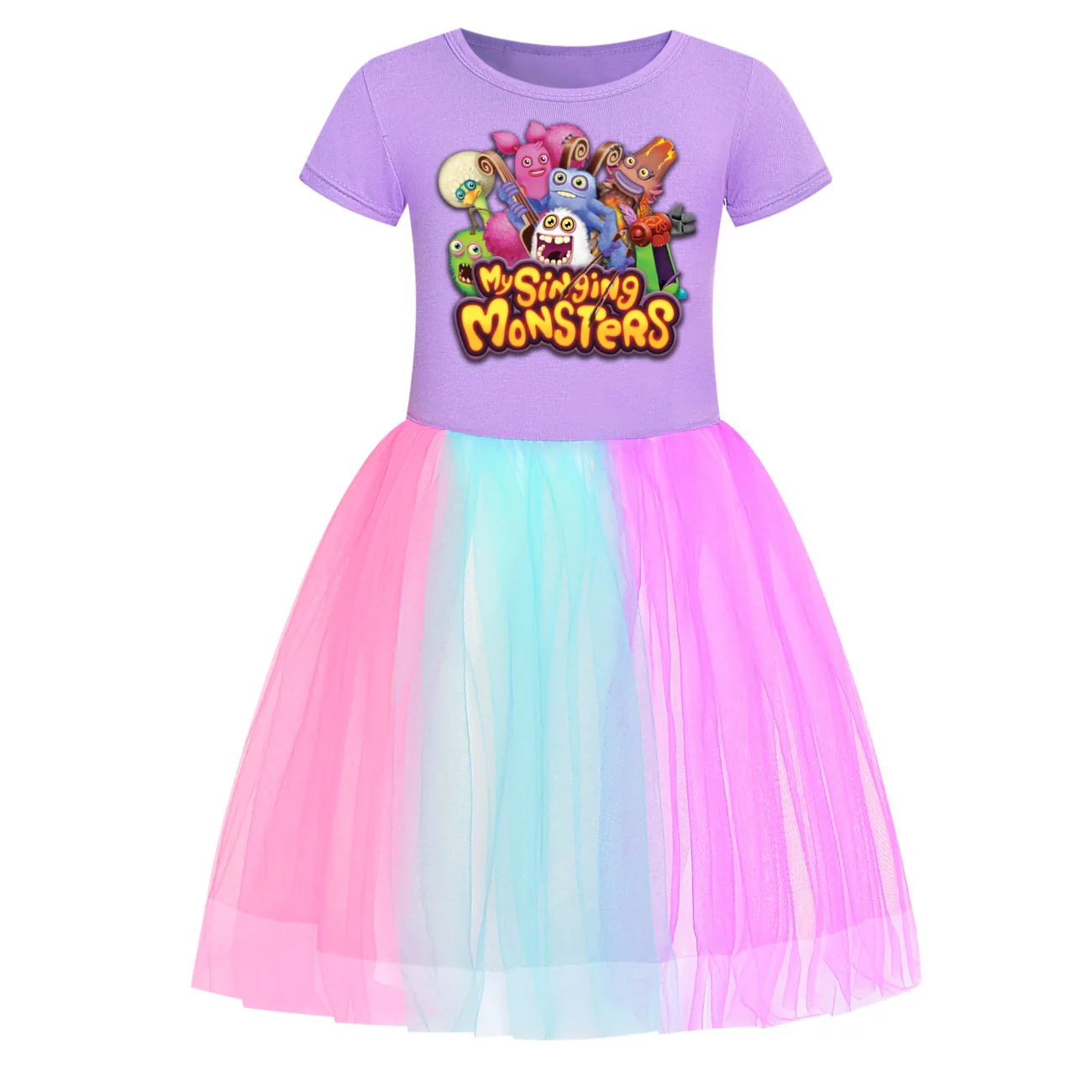 Singing Monsters Dress Baby Girls Short Sleeves Casual Dresses Kids Birthday Wedding Party Vestidos Children Halloween Outfits