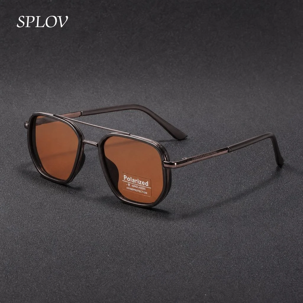 Quadratische Polarisierte Sonnenbrille für Damen und Herren UV400 TAC-Gläser TR90-Rahmen Doppelbrücke Retro Fahr- und Outdoor-Modebrille
