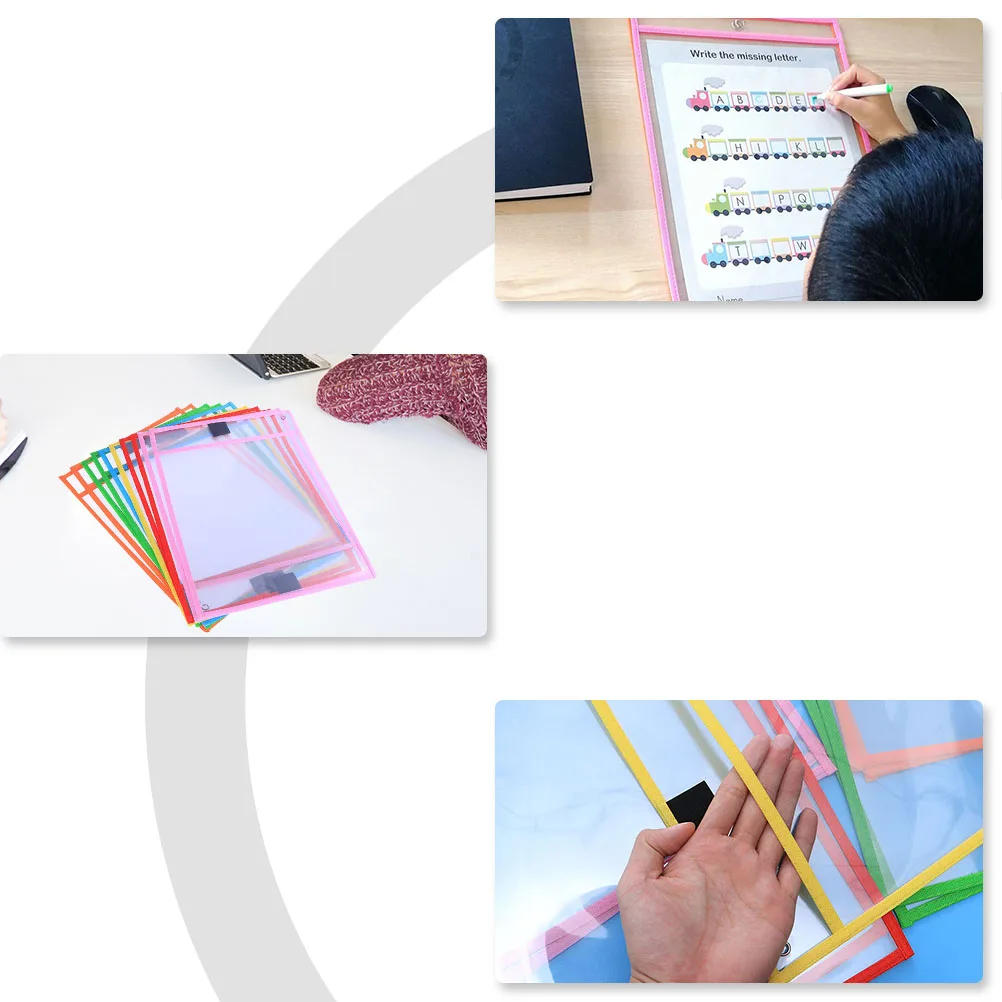  8 Pcs Erasable File Bag Office Supplies Dry Erase Sleeves Pockets Storage Bags Multipurpose