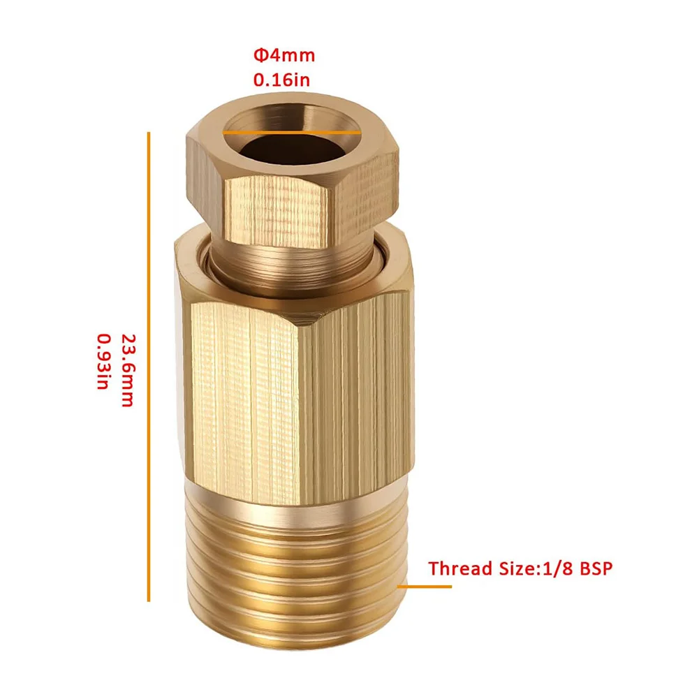 12 Pack Brass Ferrule Tube Compression Fittings 4mm Tube Outer Diameter 1/8 For BSP Male Sliding Block Oil Pipe Joint