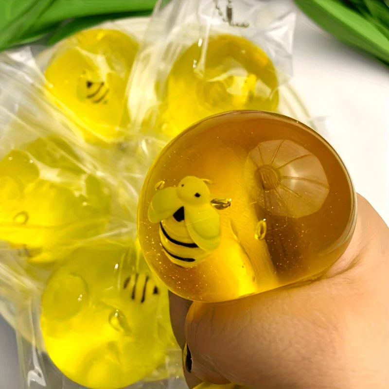 ลูกบอลบีบยางรูปผึ้ง: บีบเพื่อคลายความเครียด ผ่อนคลายด้วยความสนุกสนาน – ของเล่นนุ่มยืดหยุ่นแบบน้ำผึ้ง คืนรูปช้า