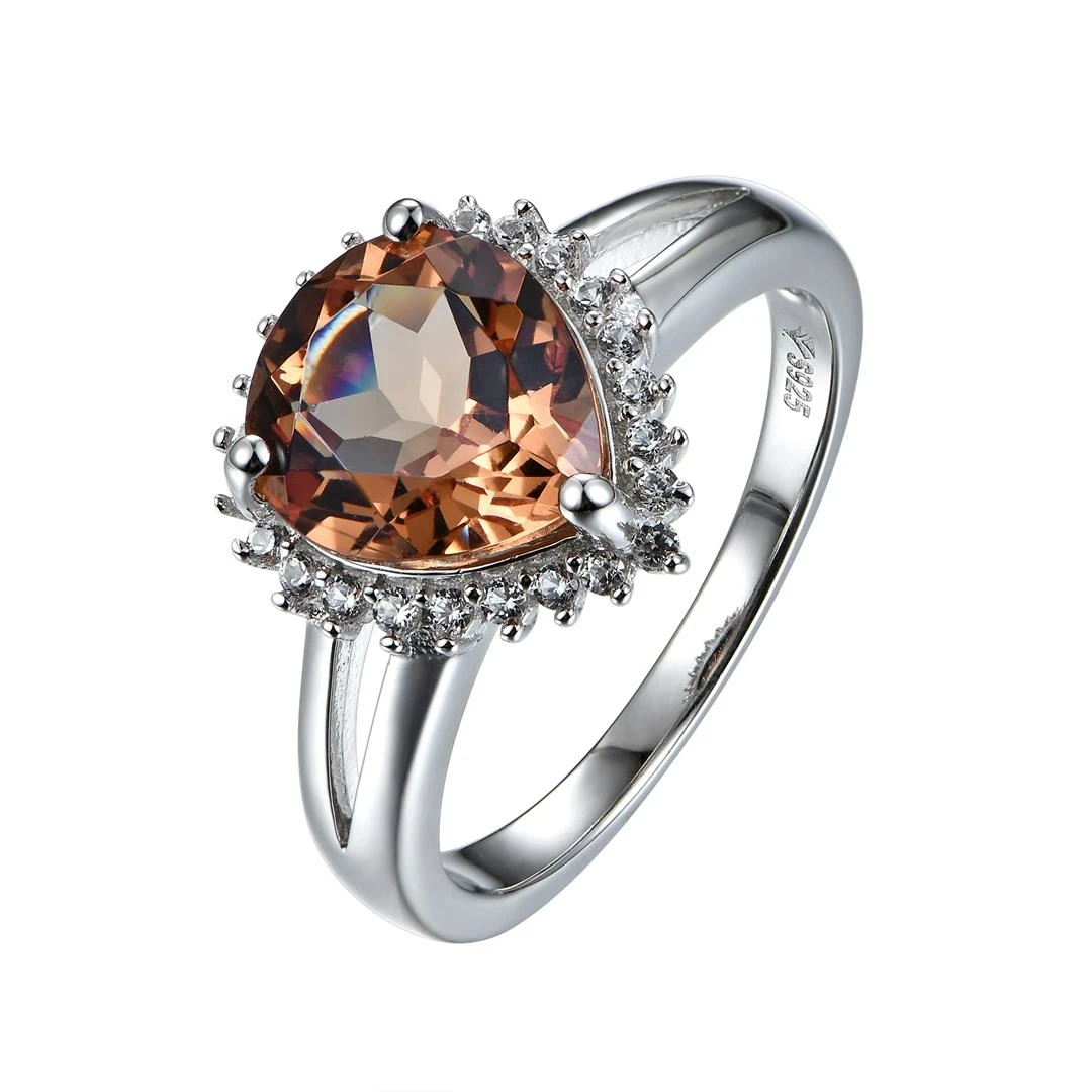 CHARMING Vintage Sparkling Waterdrop Cut Lab Zultanite Corundum Ring for Women Party Daily Jewelry Gift Anniversary Engagement