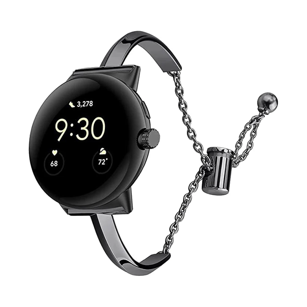 Compatible with Google Pixel Watch 1 metal t-strap Pixel watch 2 snap-chain quick adjustment tool-free women\'s strap