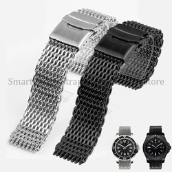 Cool Shark Diving Watch Band for Seiko 5 Solid Stainless Steel 4.0 Mesh Adjustable Buckle Strap for Rolex 18/20/22/24mm Bracelet