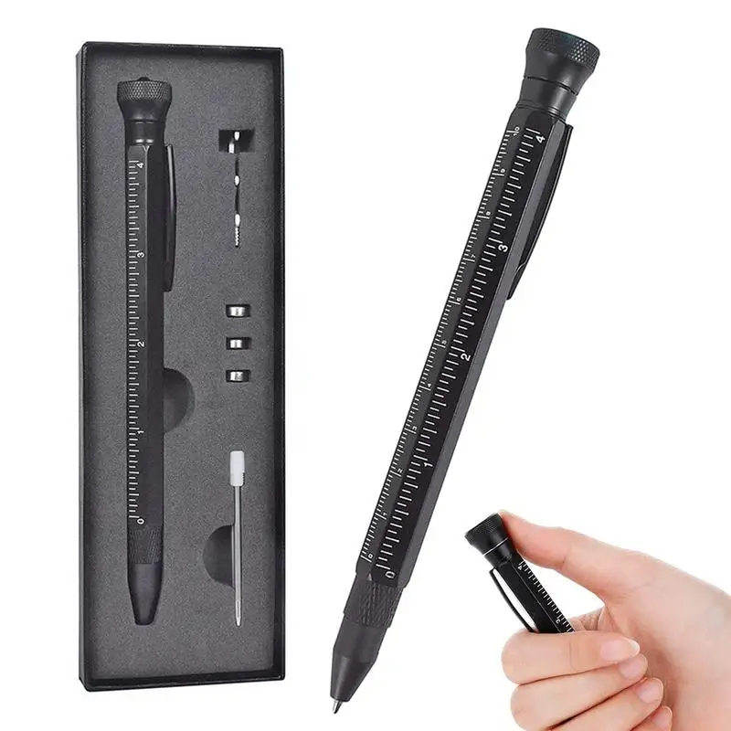 Multifunction Ballpoint Pen with Mutil Tools Measure Ruler Emergency Flashlight Screwdriver Bottle Opener