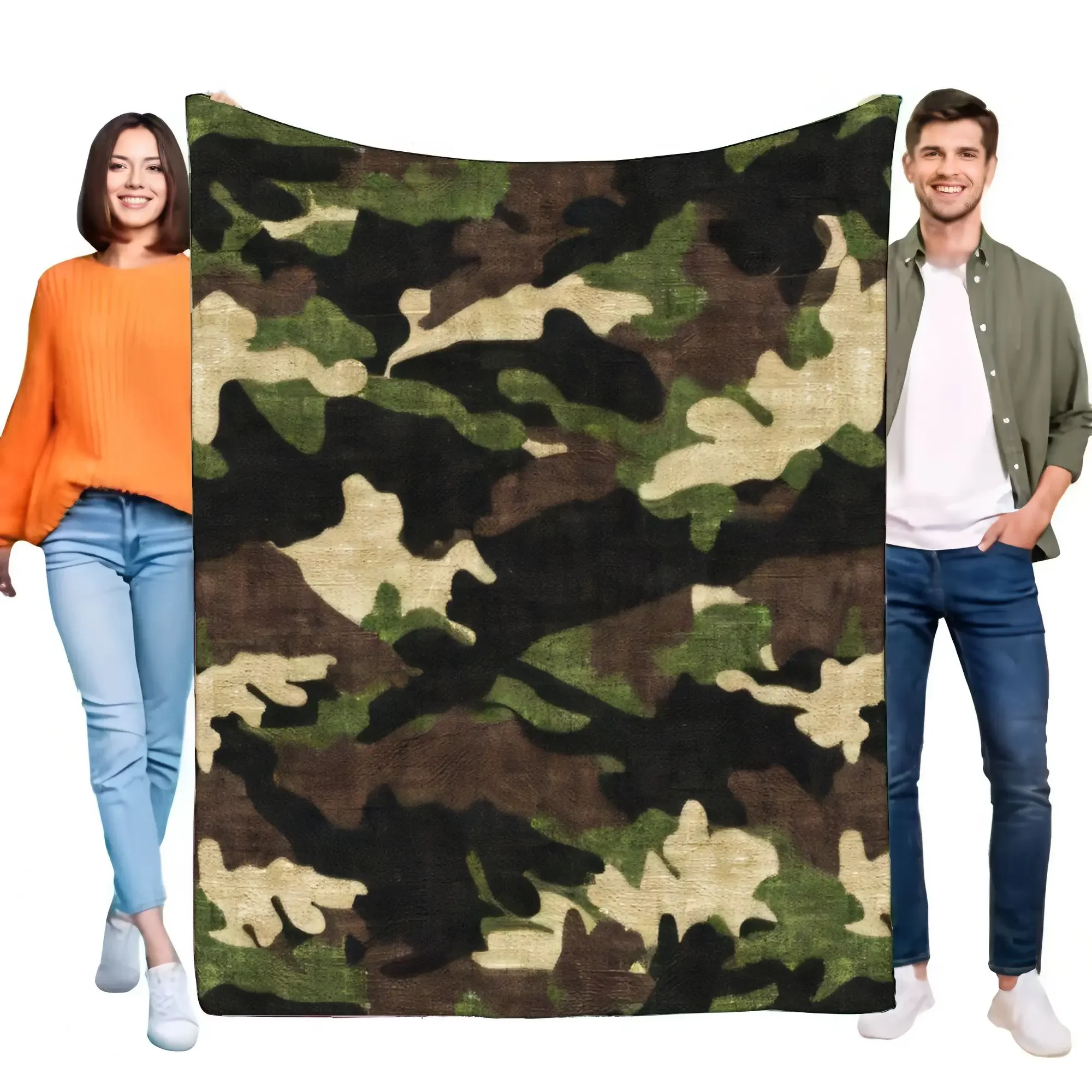 Ultra Soft Fluffy Camouflage Blanket Warm Cozy Military Camo Throw Bed Sofa Couch Lightweight Army Decor Gift for Men Boys Teens