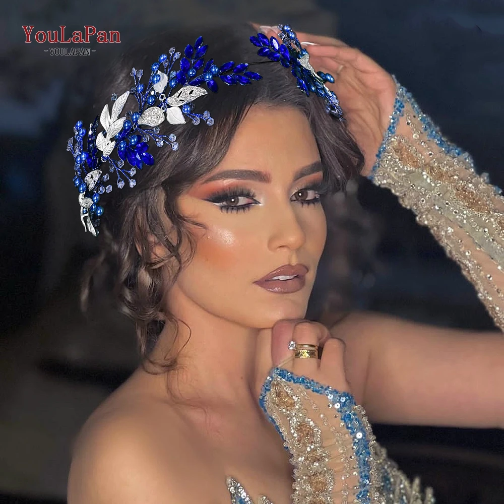 

TOPQUEEN Bride Headband Wedding Headpiece Bridal Alloy Leaf Hair Accessories Rhinestone Pearl Headdress Party Headwear HP272