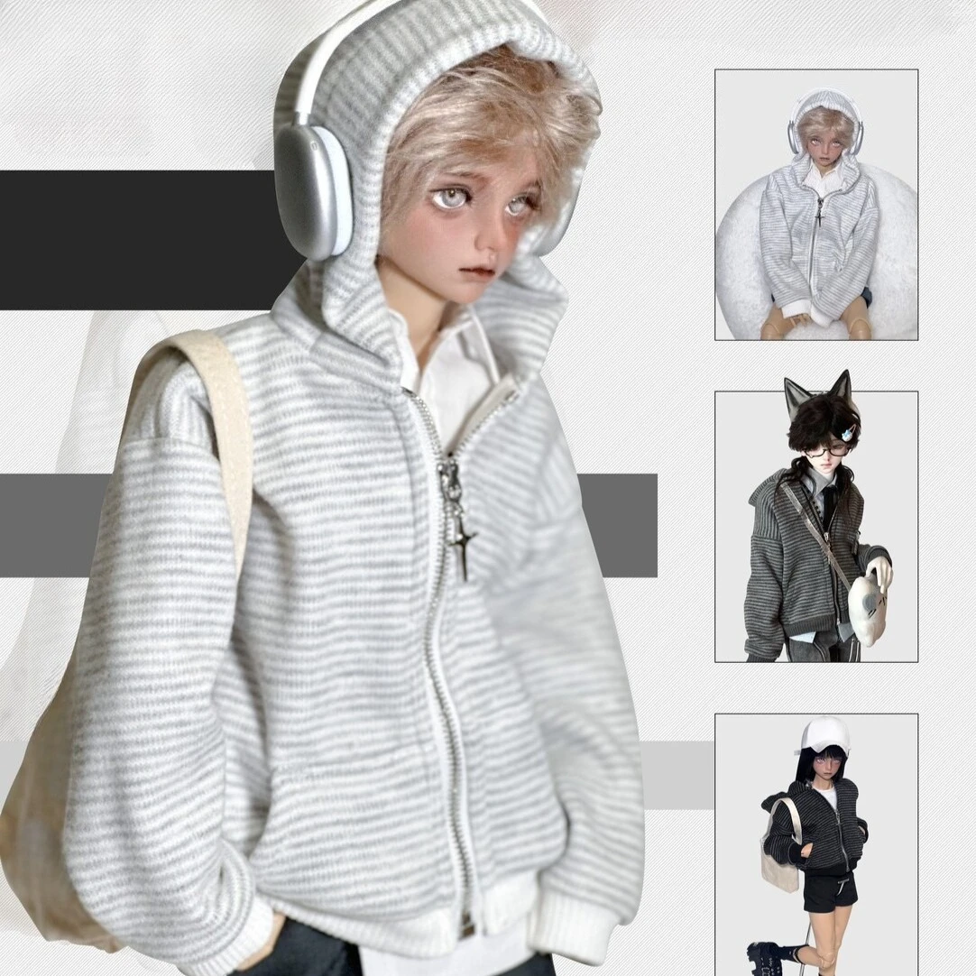 

1/6 1/4 Doll's Clothes Coat for 30/45cm Male Female Bjd Doll Striped Jacket Dress Up Toys Play House Doll Accessories, No Doll