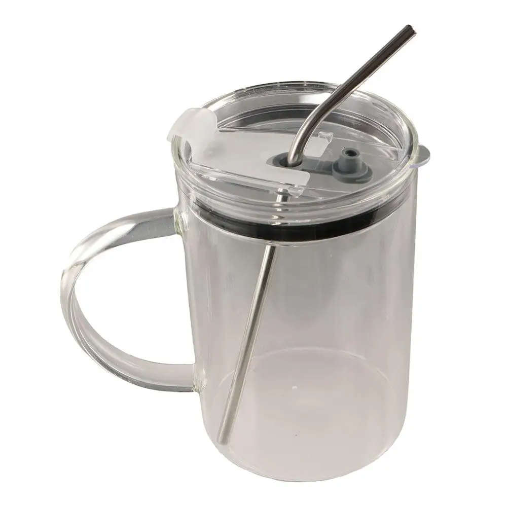 

1000ml Glass Water Cup Transparent Large Capacity Glass Tumbler High -temperature -resistant with Lid and Straw Drinking Glass