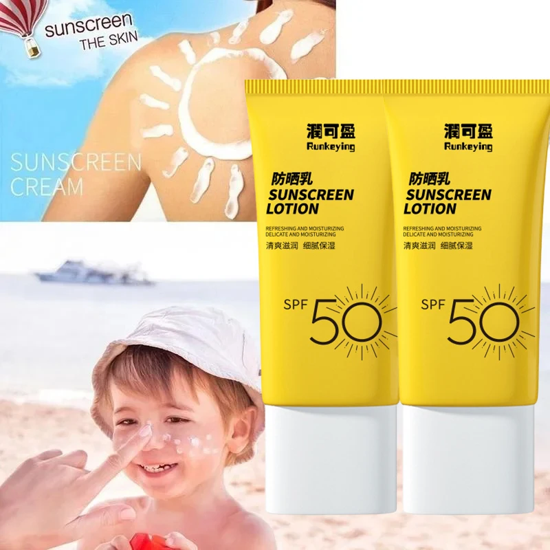 Women's Facial Sunscreen SPF 50+ UV Protection Waterproof Anti-sweat Beach Outdoor UV Isolation Makeup Korean Sunscreen