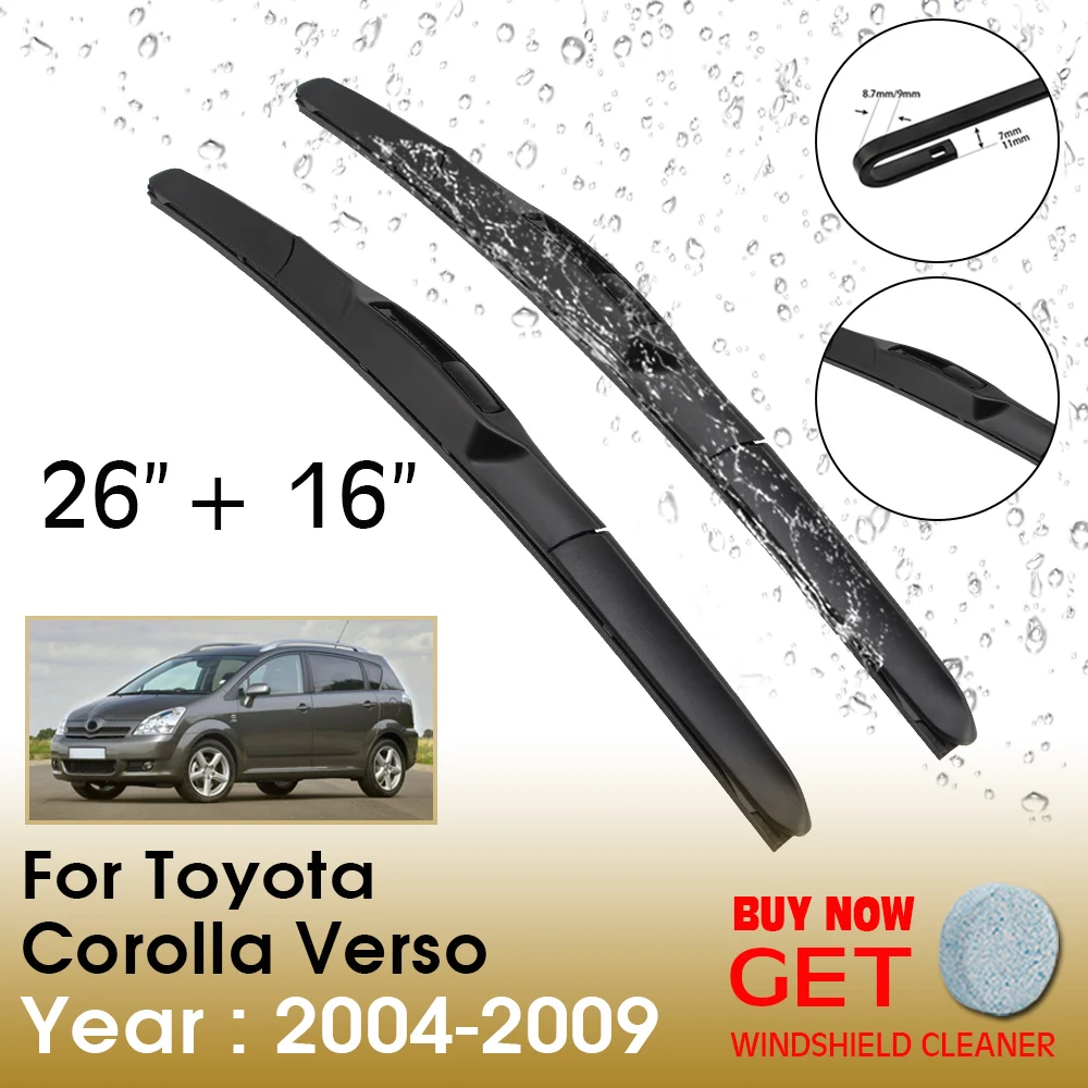 

Car Wiper Blade For TOYOTA Corolla Verso 26"+16" 2004-2009 Front Window Washer Windscreen Windshield Wiper Blades Accessories