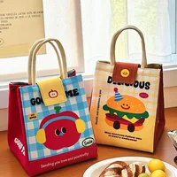 Cute Bento Bag For Office Workers Large Capacity Tote Bag Cartoon Insulated Fresh-Keeping Bag Student Lunch Box Bag 2