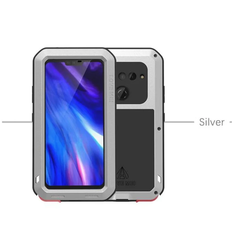 Love Mei Original Brand Case For Lg V60 V40 V30 Anti-knocked Metal Aluminum Rugged With Free Tempered Gorilla Glass Cover