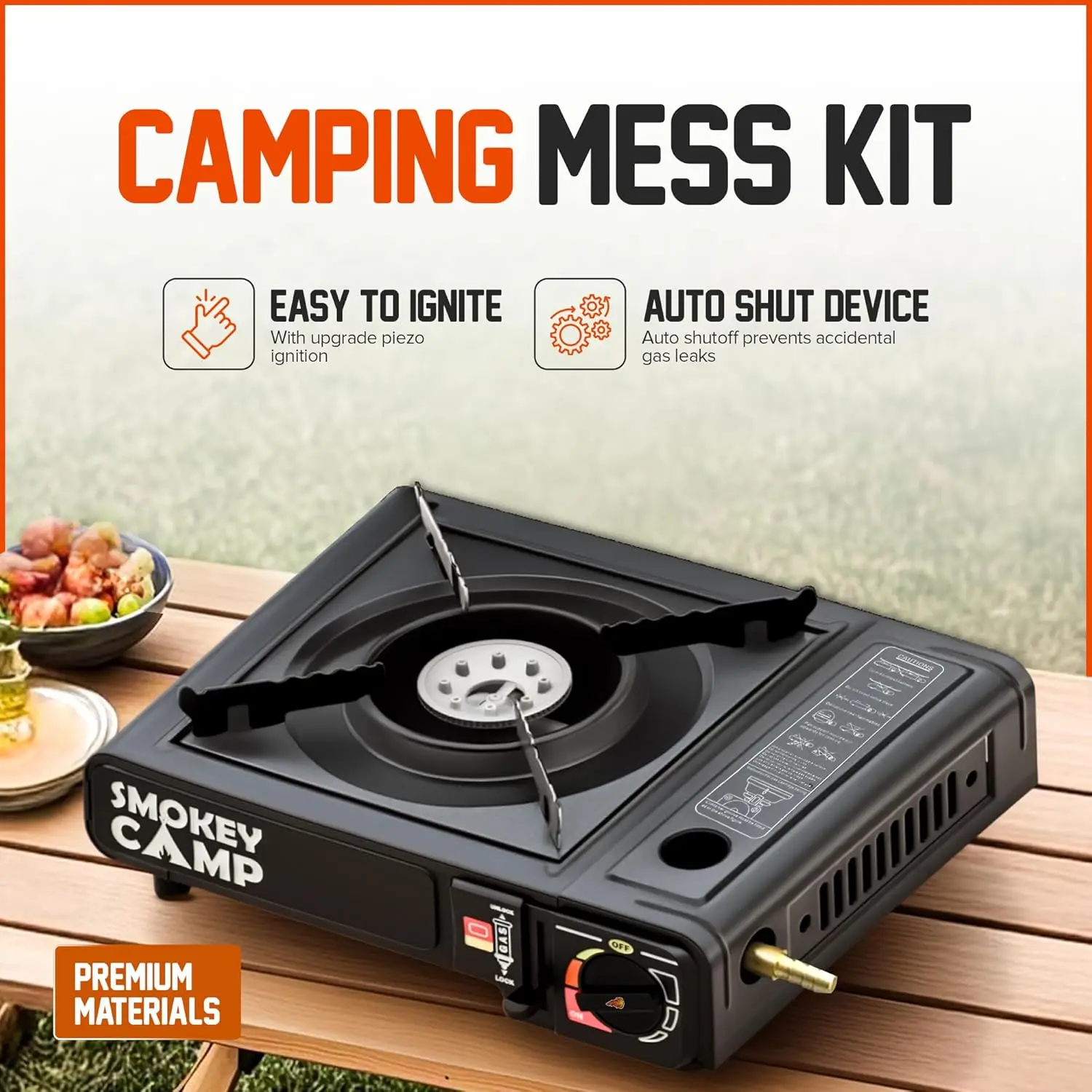 Portable 3000W Dual Fuel Camping Stove, Butane/Propane, Auto Ignition, Precise Control, Compact Design