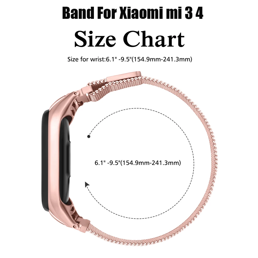 Luxury Metal Strap For Xiaomi Mi Band 6 5 3 4 Wristband Watchband Replacement Magnetic Strap For Xiaomi Mi Band 3 4 Miband 5 6