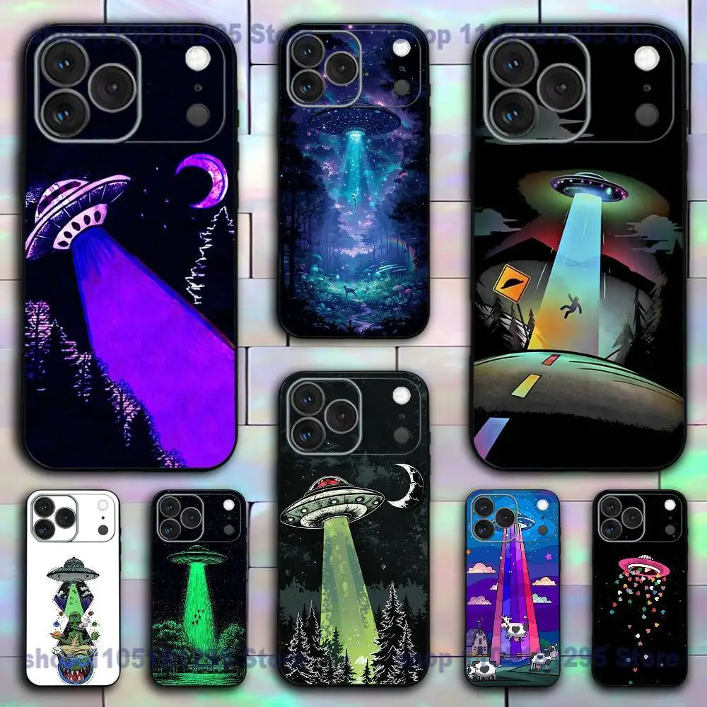 

Funny Space UFO Alien Thing Phone Case For iPhone 17,16,15,14,13,12,11,XR,Pro,XS,Max,XR,Plus,Mini Soft Silicone Black Shockproof