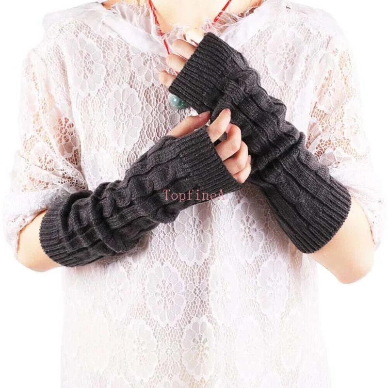 Women Elbow Mittens Arm Warmer Knitted Gloves Winter Fingerless Outdoor Fancy Christmas Original school Gift CE737