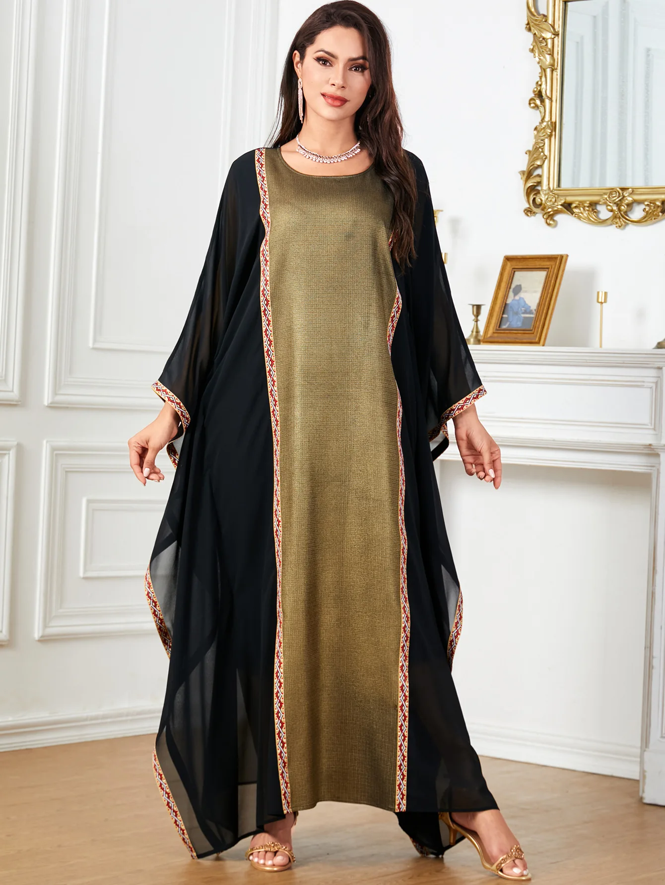 Caftán marroquí 2025 nuevo Abayas negro para mujeres vestido musulmán con manga de murciélago Eid Djellaba caftán marroquí mujer musulmana Jalabiya