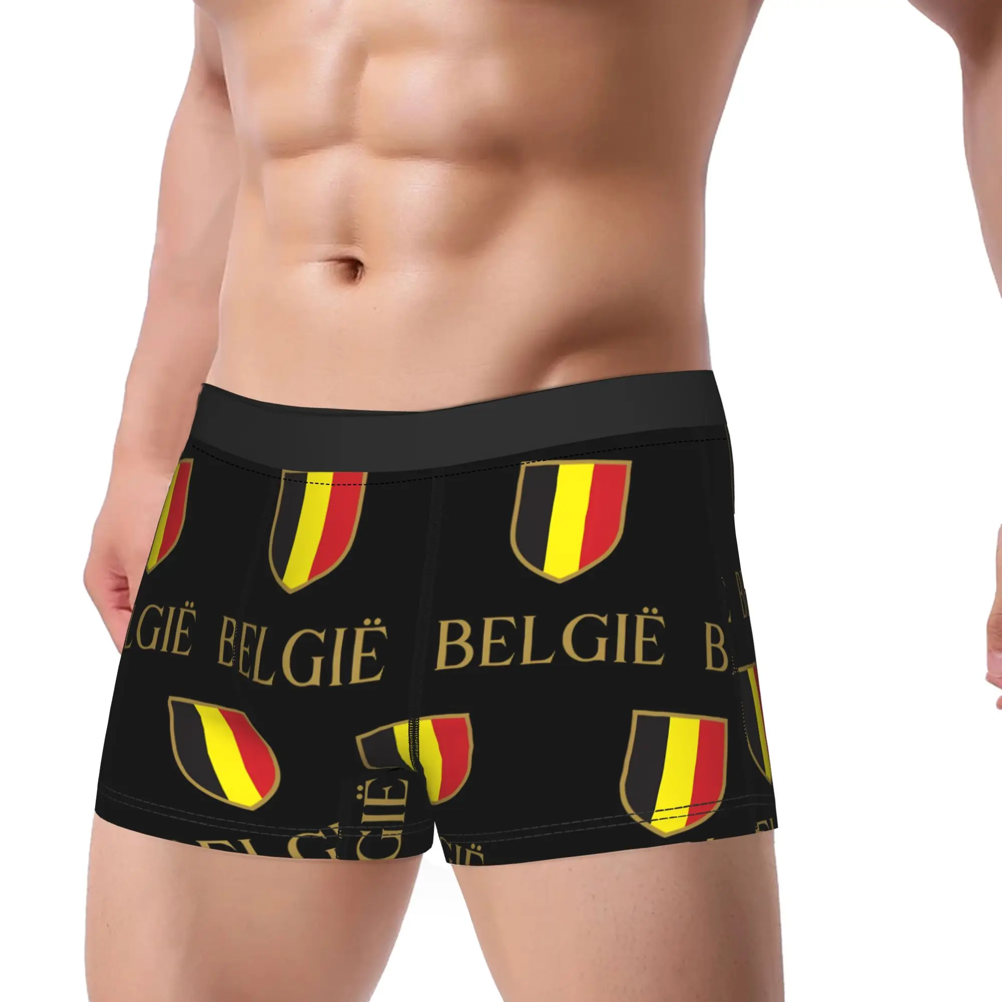 Belgie Belgium Gold Emblem Underwear  Soft Trend Panties Custom Boxer Brief For Men 3D Pouch Oversize Boxer Shorts