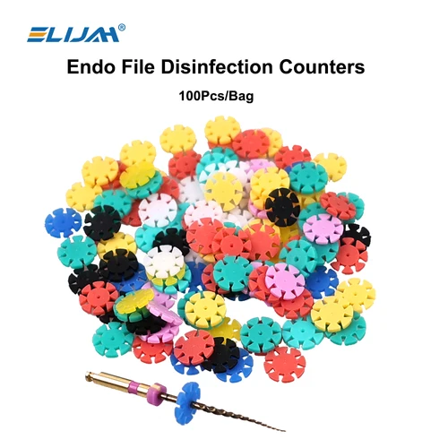 Imagen 1 del producto ELIJAH 100 Uds limas de conducto radicular Dental anillo circular de marcado tapón de conteo desinfección anillo de marca Dental tapón de goma para contar