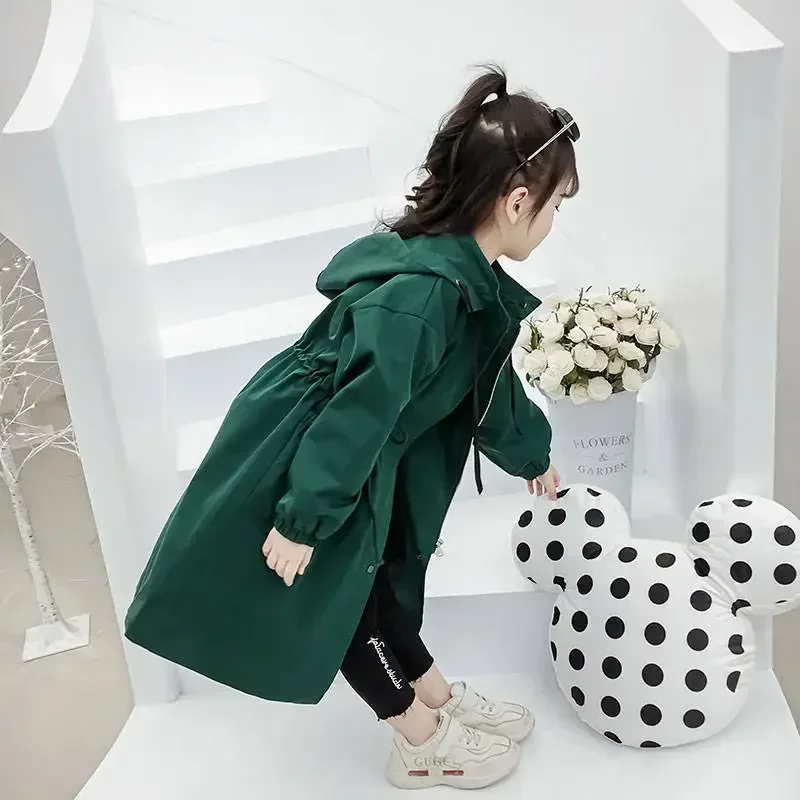 4 6 8 10 12 14 سنة ربيع كبير الأطفال سترة واقية طويلة جاكيتات معطف فتاة الملابس للمراهقين الاطفال الطفل خندق معطف 2023 جديد #4