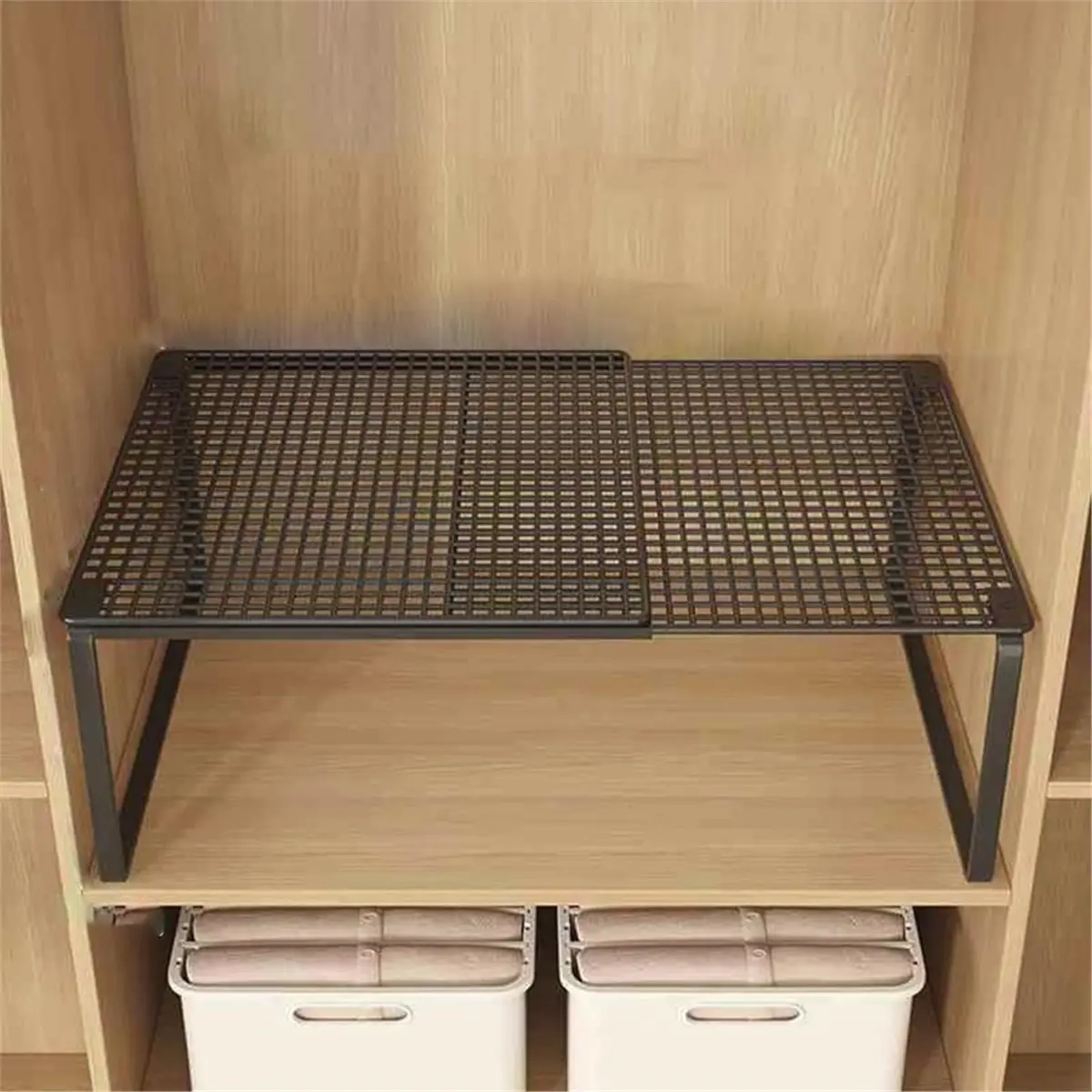 AT16 Expandable Shelf Organizer, Adjustable Stackable Shelves,Storage Racks and Shelving for Bathroom Bedroom Living Room