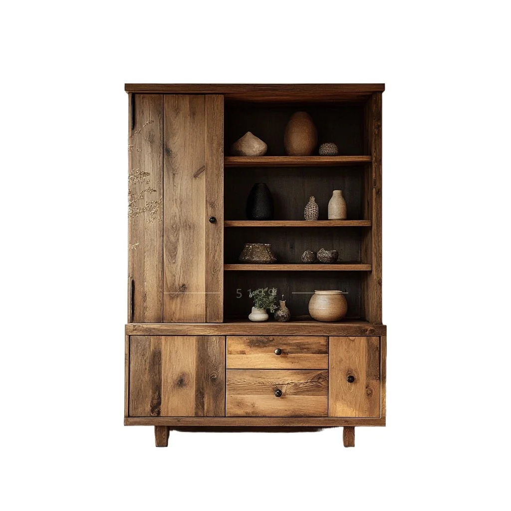 

Solid wood tea cabinet Song's aesthetics Bogu shelf storage cabinet Log dining side cabinet