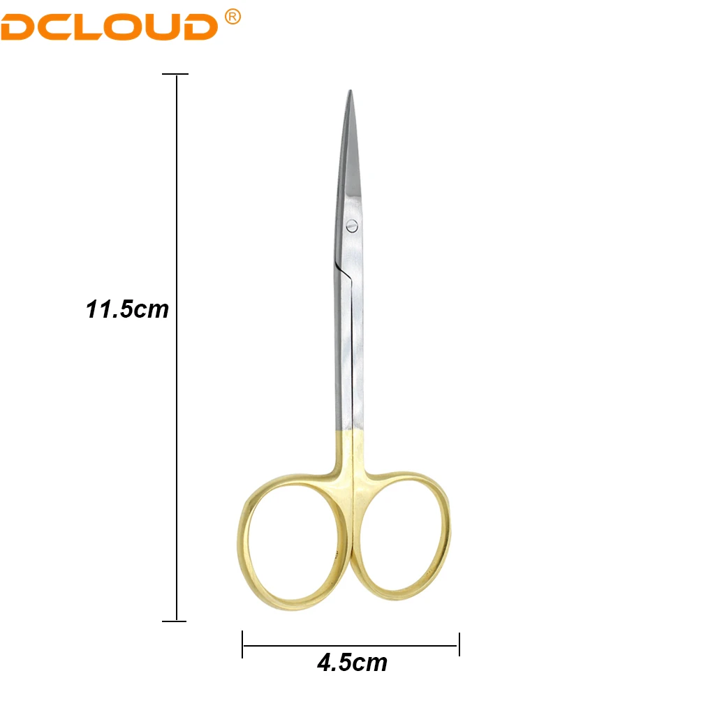 1Pc Dentystyczne nożyczki chirurgiczne ze stali nierdzewnej 11,5 cm Uchwyt na igłę Szczypce Prosta / zakrzywiona końcówka Nożyczki Kleszcze Narzędzia medyczne