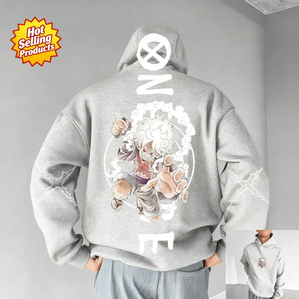 Uma peça com capuz luffy anime moletom masculino feminino algodão oversized solto ajuste conforto y2k streetwear unisex outono inverno novo