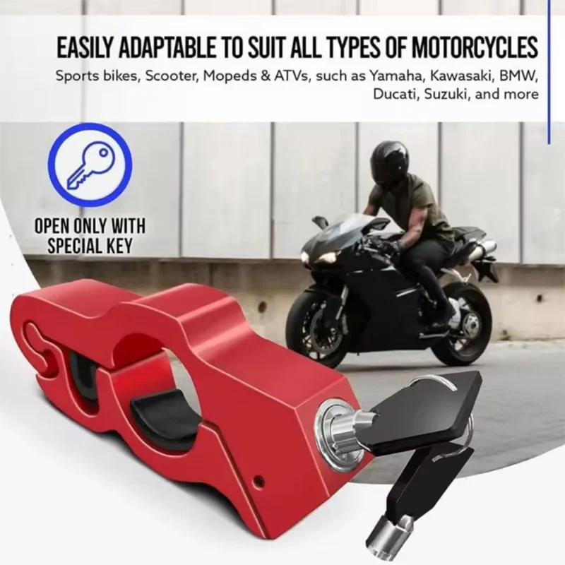 قفل مقود الدراجة، قفل مضاد للسرقة، مركبة كهربية للدراجة النارية مع مفتاحين لركوب الدراجات، قفل من سبائك الألومنيوم، أقفال سرقة صلبة #2