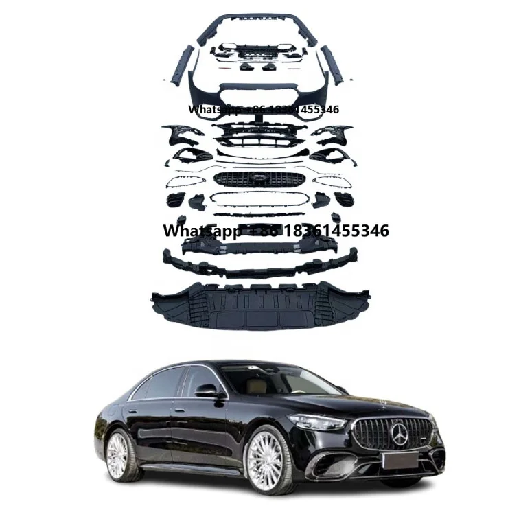 

For W223 S-Class Body Kit New Upgrade S63 Front Bumper Rear Diffuser Side Skirt Tips Front Car Bumper Grill