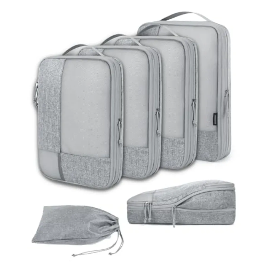 

Compression Packing Cubes for Travel, Durable Travel Cubes for Carry-On Suitcase, Cuise Ship Travel Essentials 1L+3M+1S+Shoe Ba