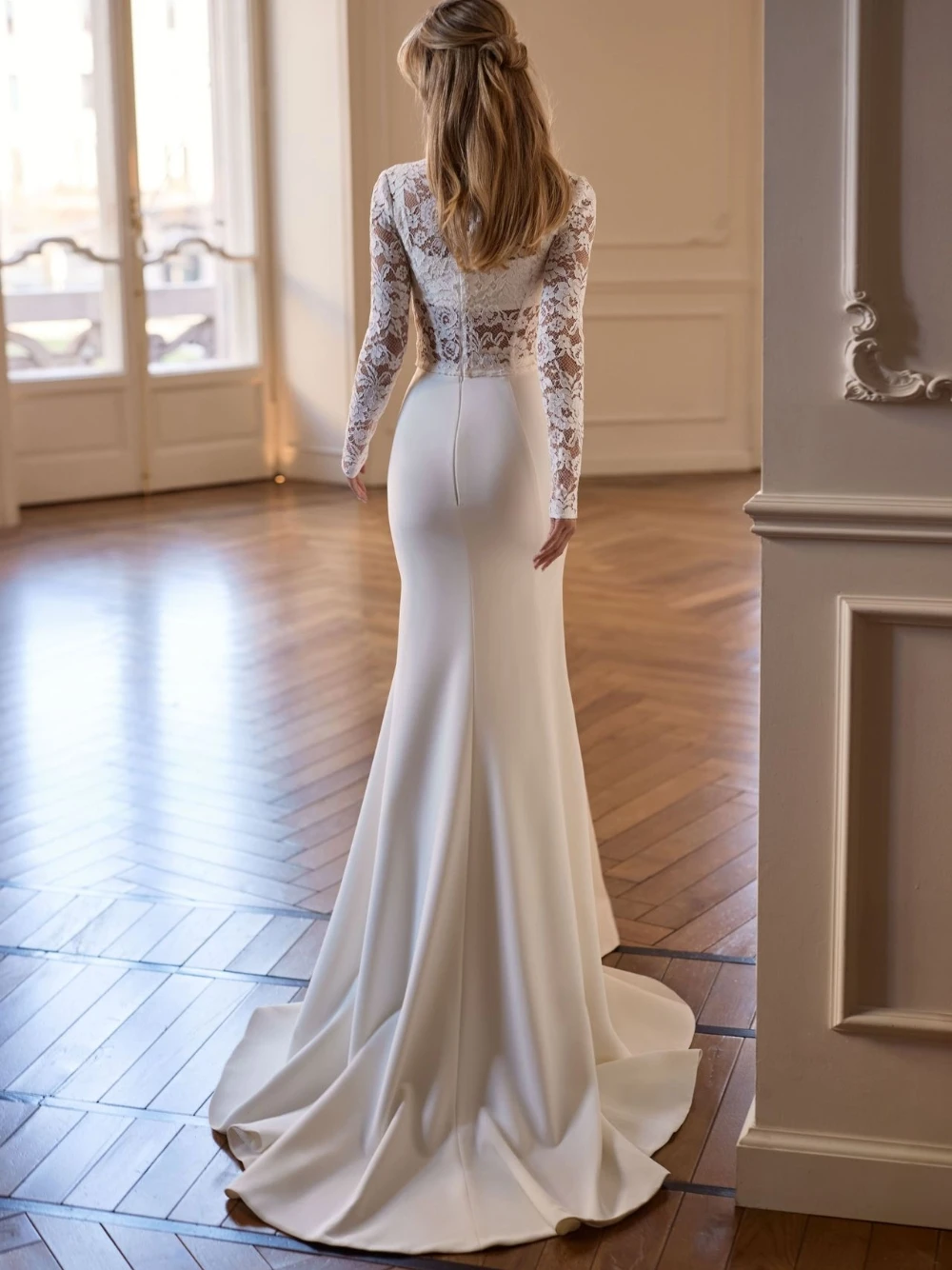 Unique Three Pieces Flowy Wedding Dress, Elegant Mermiad Lace Bride Wear, Customized, 2026 Charming Simple Bridal Gown