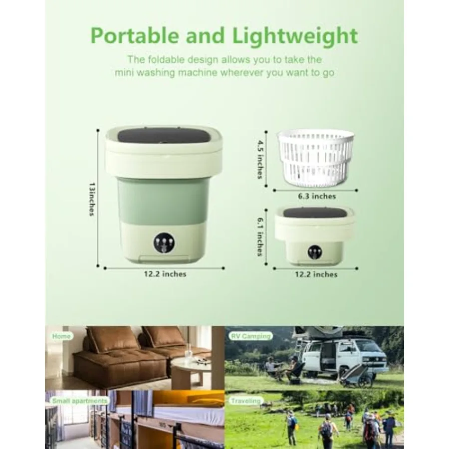 Lavadora portátil Mini lavadora 13L Capacidad mejorada con 3 modos de limpieza profunda para ropa interior Camisa Ropa de bebé Small It
