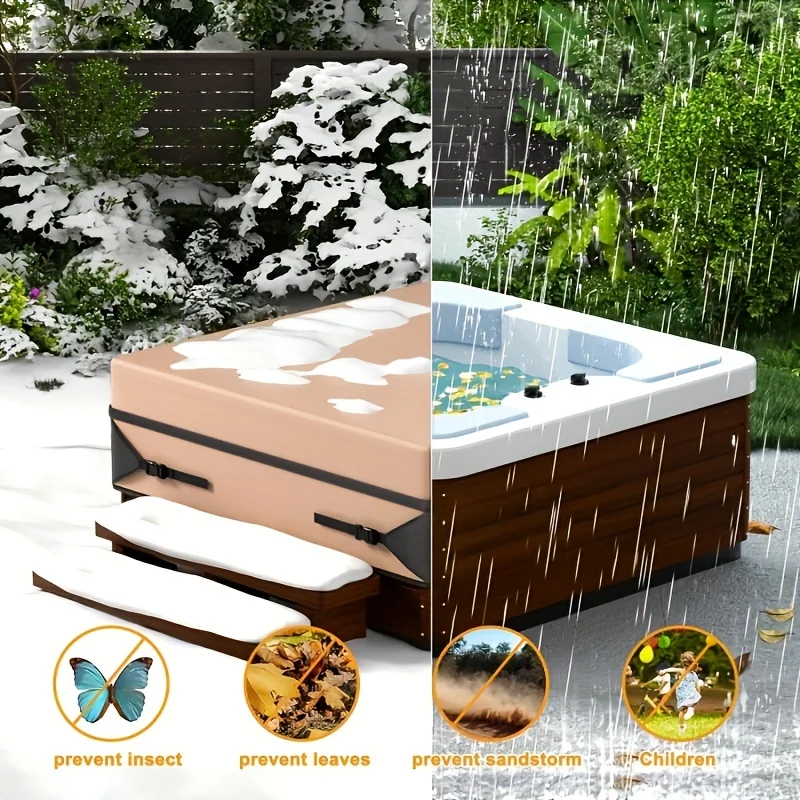 Hot Tub Cover - SPA Cover for Hot Tub Heavy Duty 600D Hot Tub Covers Replacement, PU Oxford Cloth Waterproof, UV Protection Outd