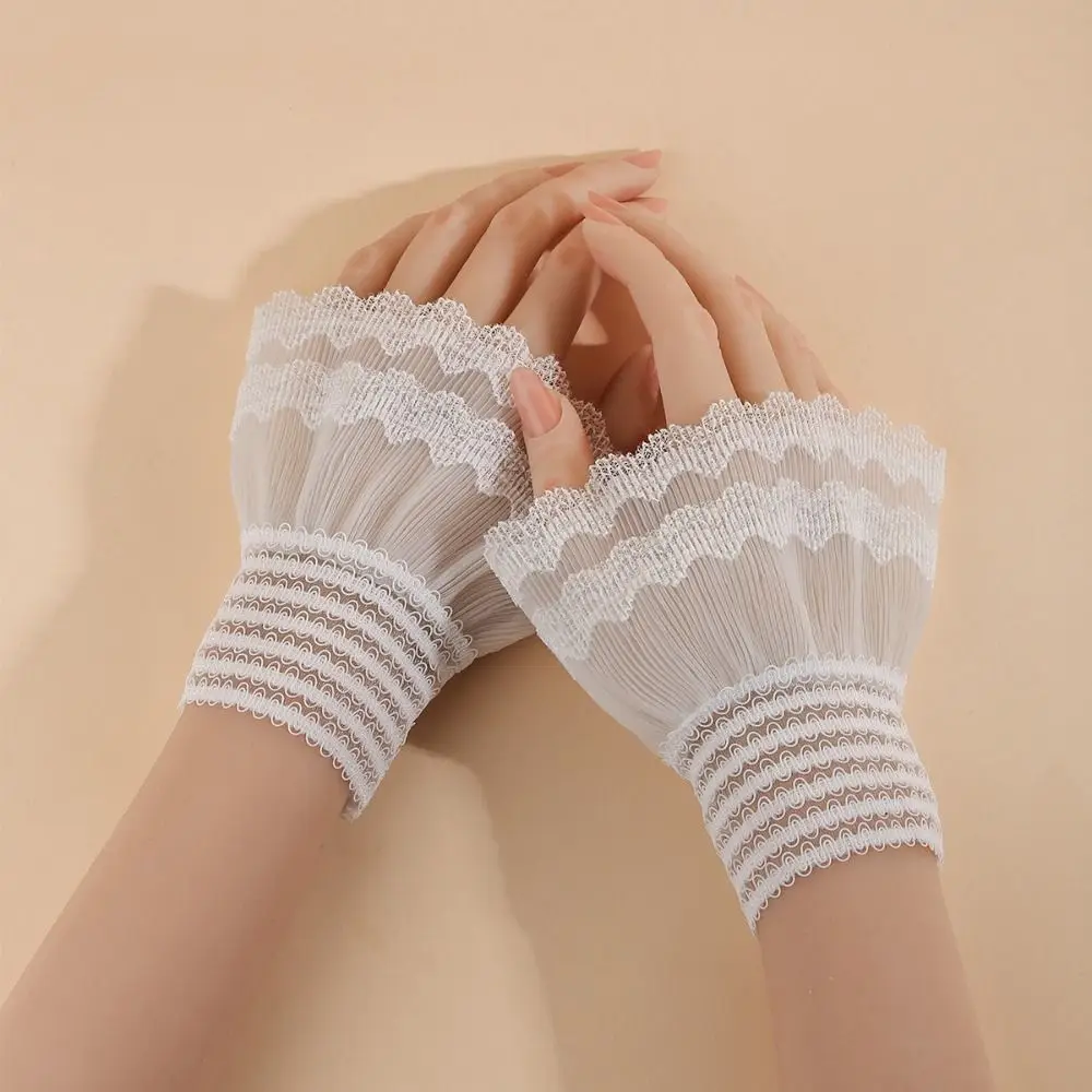 New Multilayer Ruffle Fake Cuff Detachable White Black Wrist Cuff Sweater Cuffs