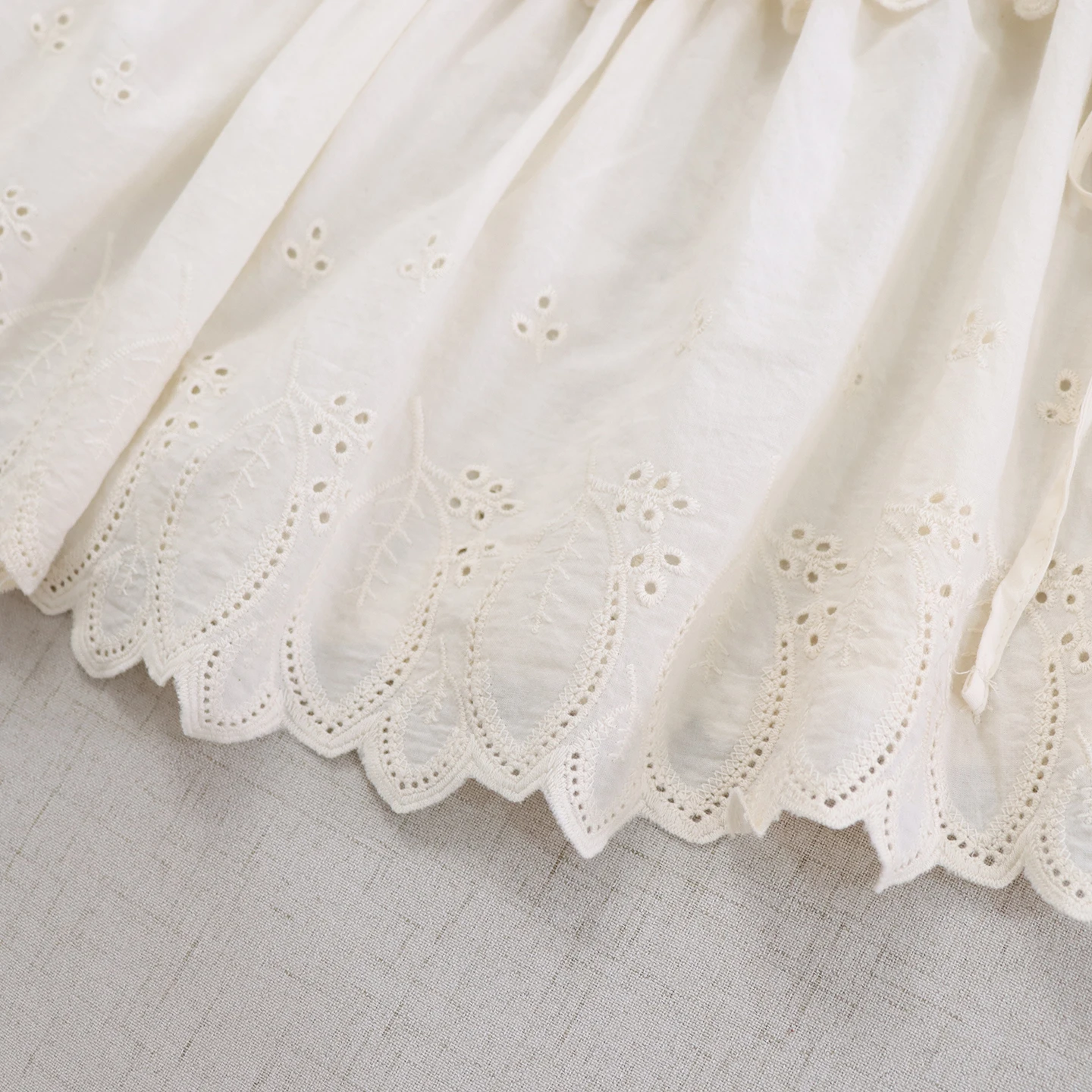 和菓子森ガール刺繍フリル綿下ミニスカート女性夏無地弾性ウエストカーテンスカート