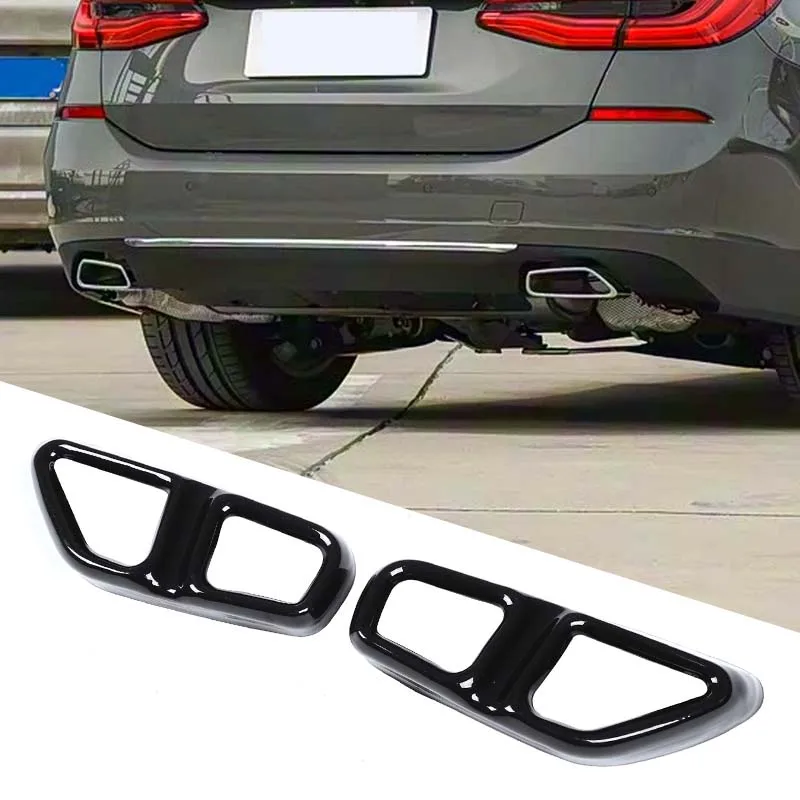 

2PCS Stainless Steel Car Exhaust Muffler Pipe Tip Cover Trim For BMW 5 6 Series GT G30 G32 2018-2023 Exterior Accessories